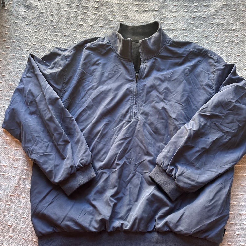 Wedge Blue Windbreaker Jacket with Stand-Up Collar and Elastic Cuffs